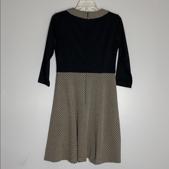 London Time Checkered Fit Flare Classic business babe office Dress 4 small black - Picture 2 of 8